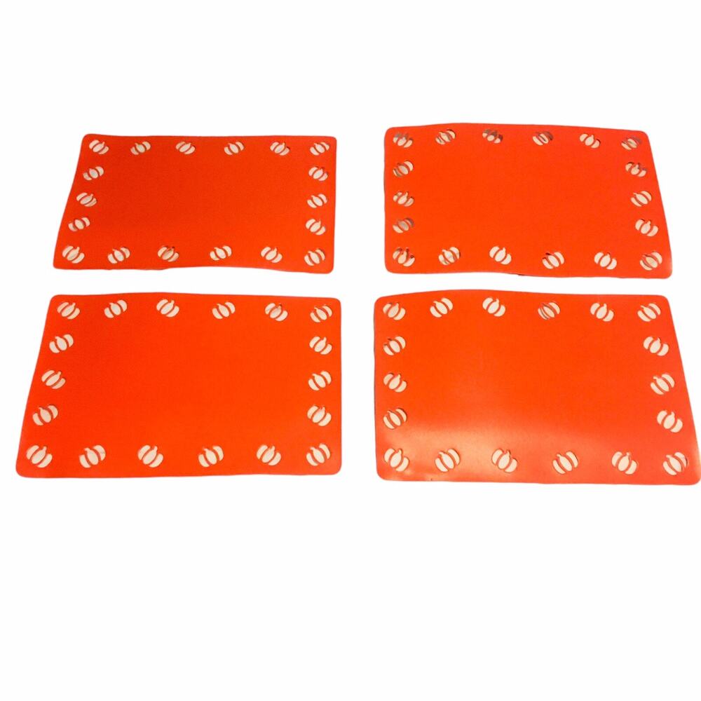 Vtg Halloween Pumpkin Vinyl Foam Table Placemats LOT of 4 Rectangular 18"x12"